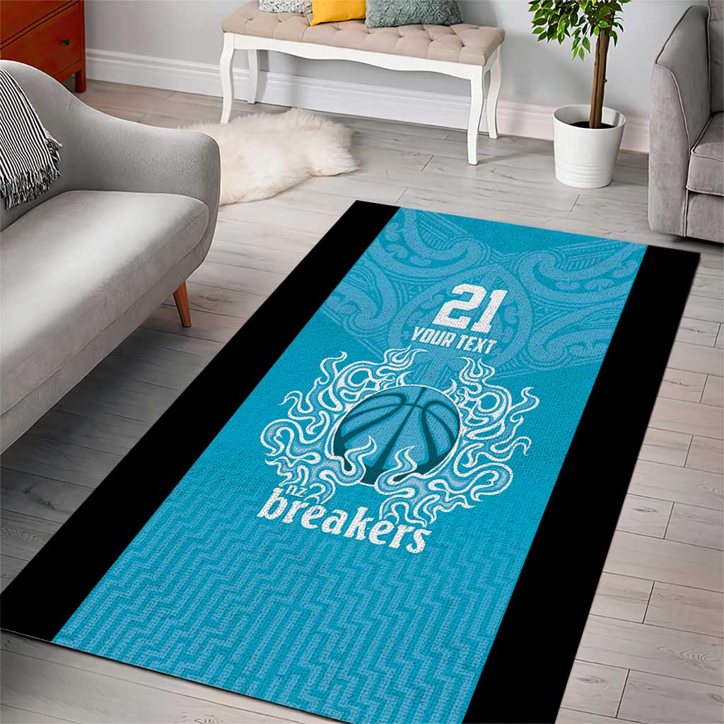 New Zealand Custom Area Rug Fire Basketball Maori Tribal Sky Blue - Aussie Hoodie