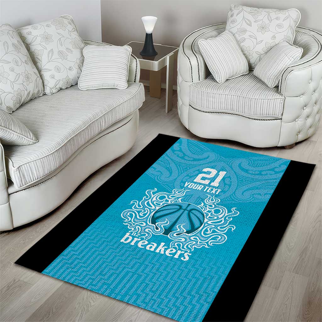 New Zealand Custom Area Rug Fire Basketball Maori Tribal Sky Blue - Aussie Hoodie