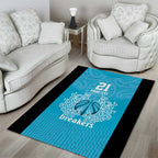 New Zealand Custom Area Rug Fire Basketball Maori Tribal Sky Blue - Aussie Hoodie