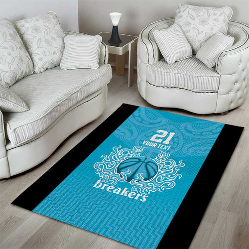 New Zealand Custom Area Rug Fire Basketball Maori Tribal Sky Blue - Aussie Hoodie
