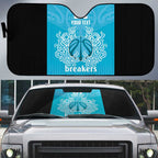 New Zealand Custom Auto Sun Shade Fire Basketball Maori Tribal Sky Blue - Aussie Hoodie