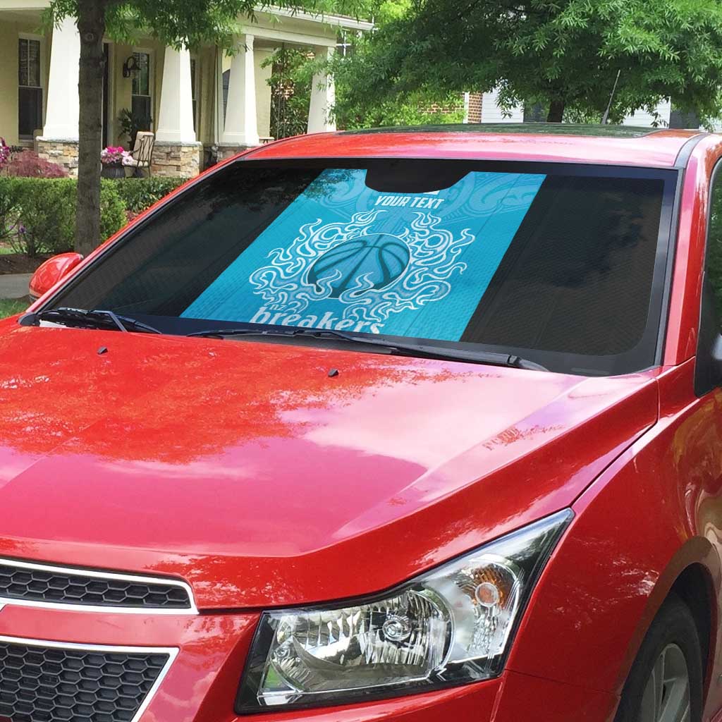 New Zealand Custom Auto Sun Shade Fire Basketball Maori Tribal Sky Blue - Aussie Hoodie