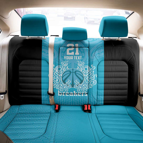 New Zealand Custom Back Car Seat Cover Fire Basketball Maori Tribal Sky Blue - Aussie Hoodie