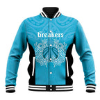 New Zealand Custom Baseball Jacket Fire Basketball Maori Tribal Sky Blue - Aussie Hoodie