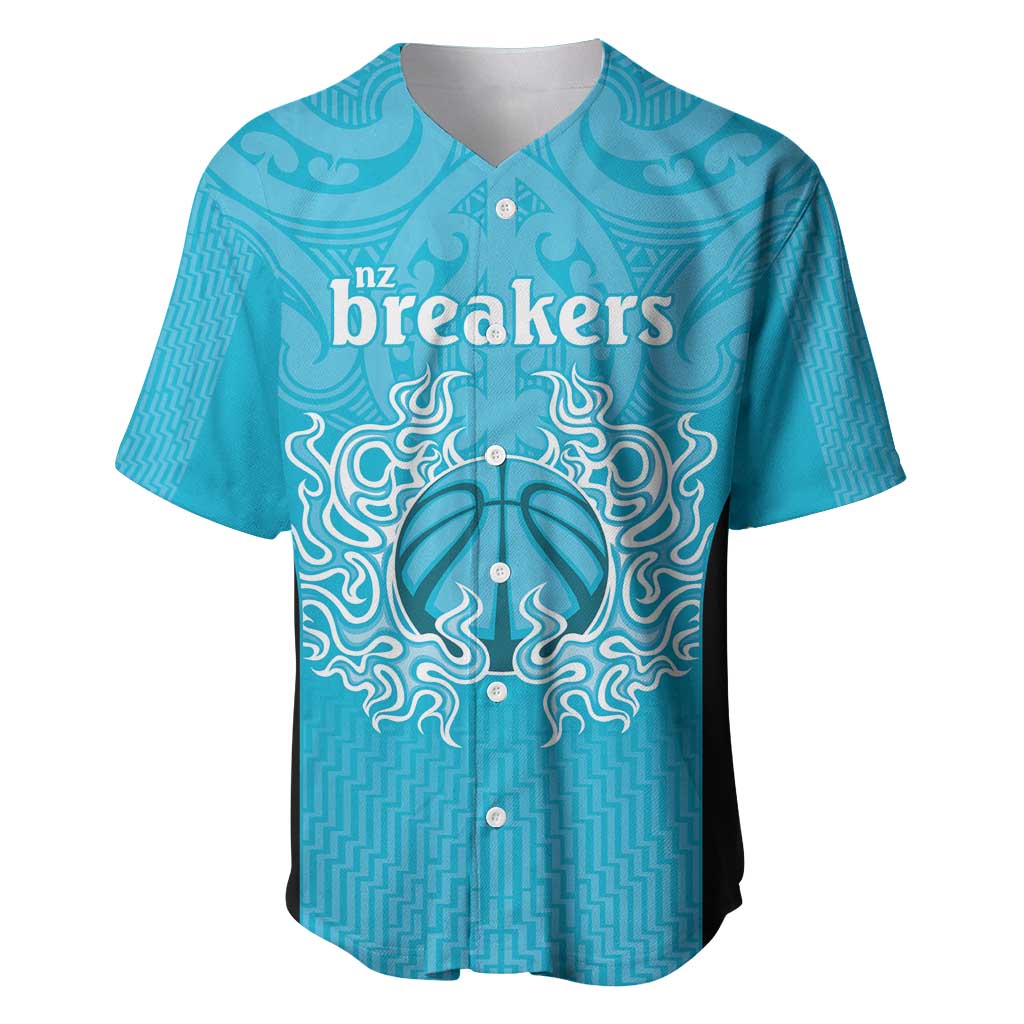 New Zealand Custom Baseball Jersey Fire Basketball Maori Tribal Sky Blue - Aussie Hoodie