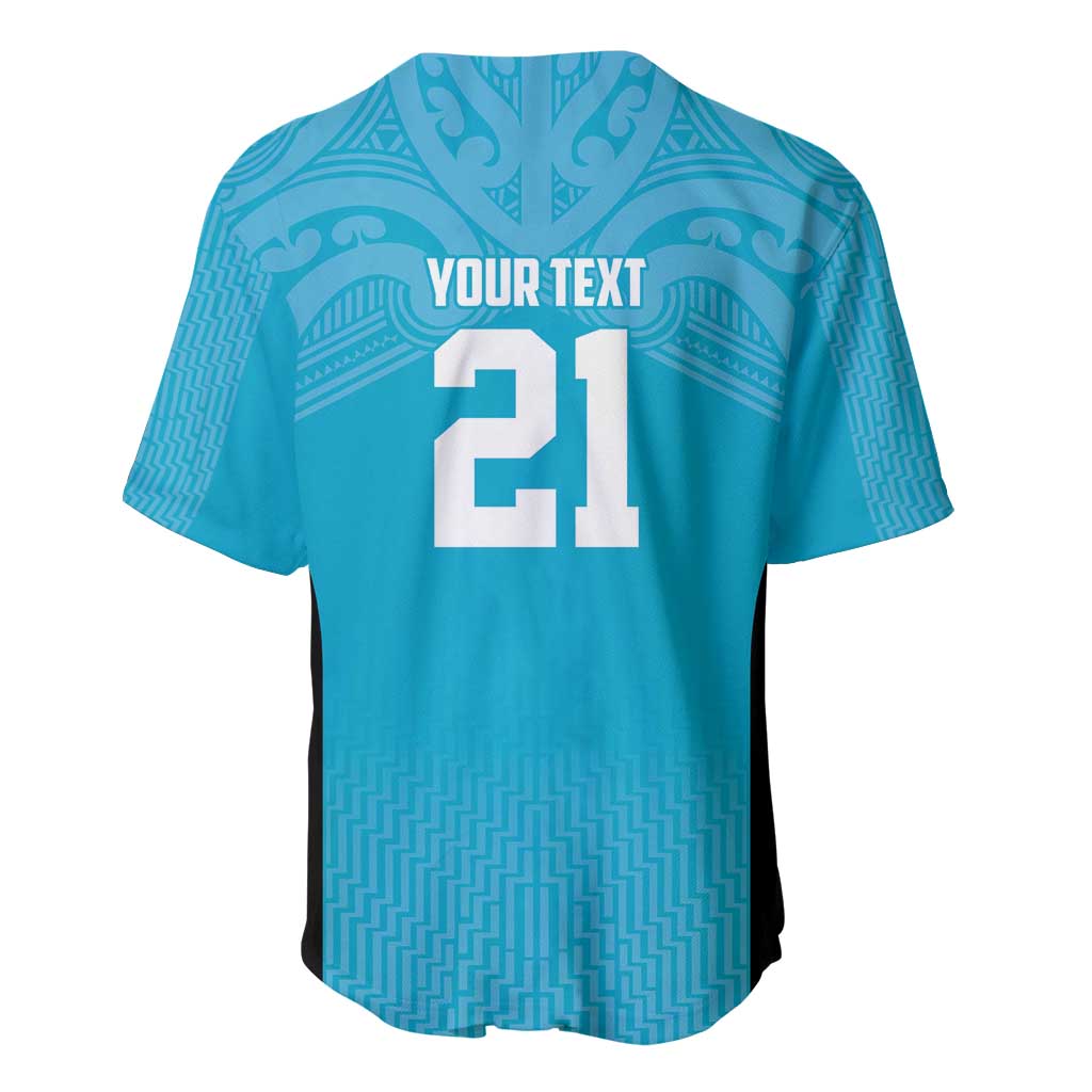 New Zealand Custom Baseball Jersey Fire Basketball Maori Tribal Sky Blue - Aussie Hoodie