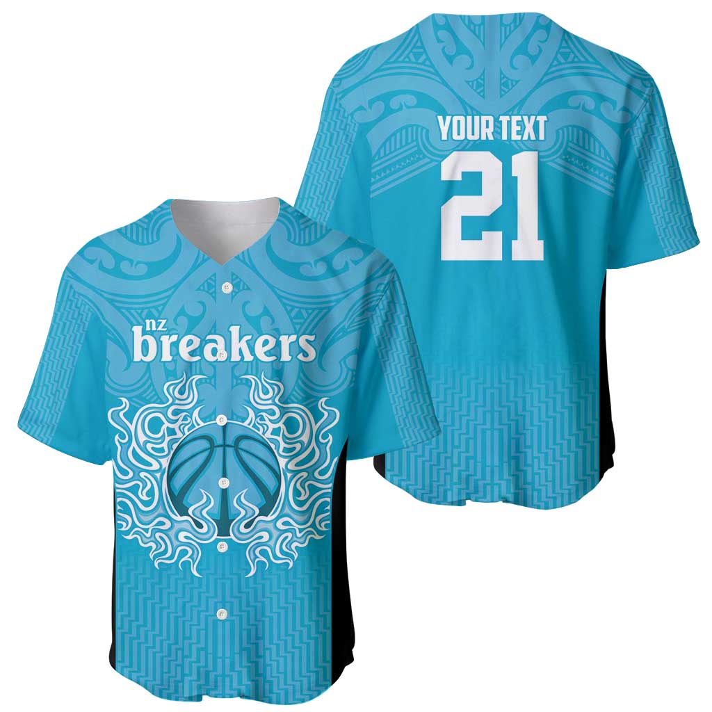New Zealand Custom Baseball Jersey Fire Basketball Maori Tribal Sky Blue - Aussie Hoodie