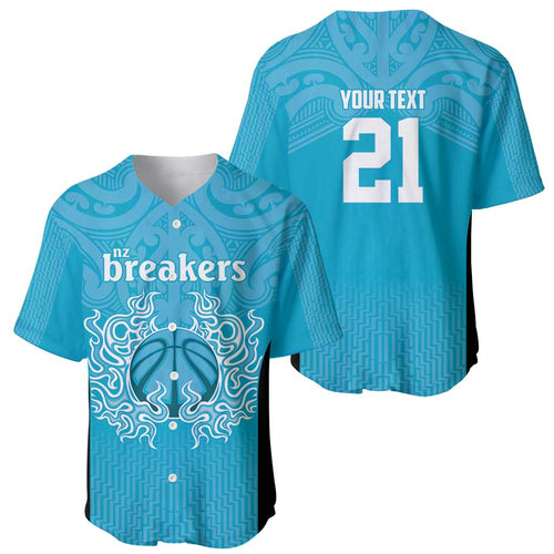 New Zealand Custom Baseball Jersey Fire Basketball Maori Tribal Sky Blue - Aussie Hoodie