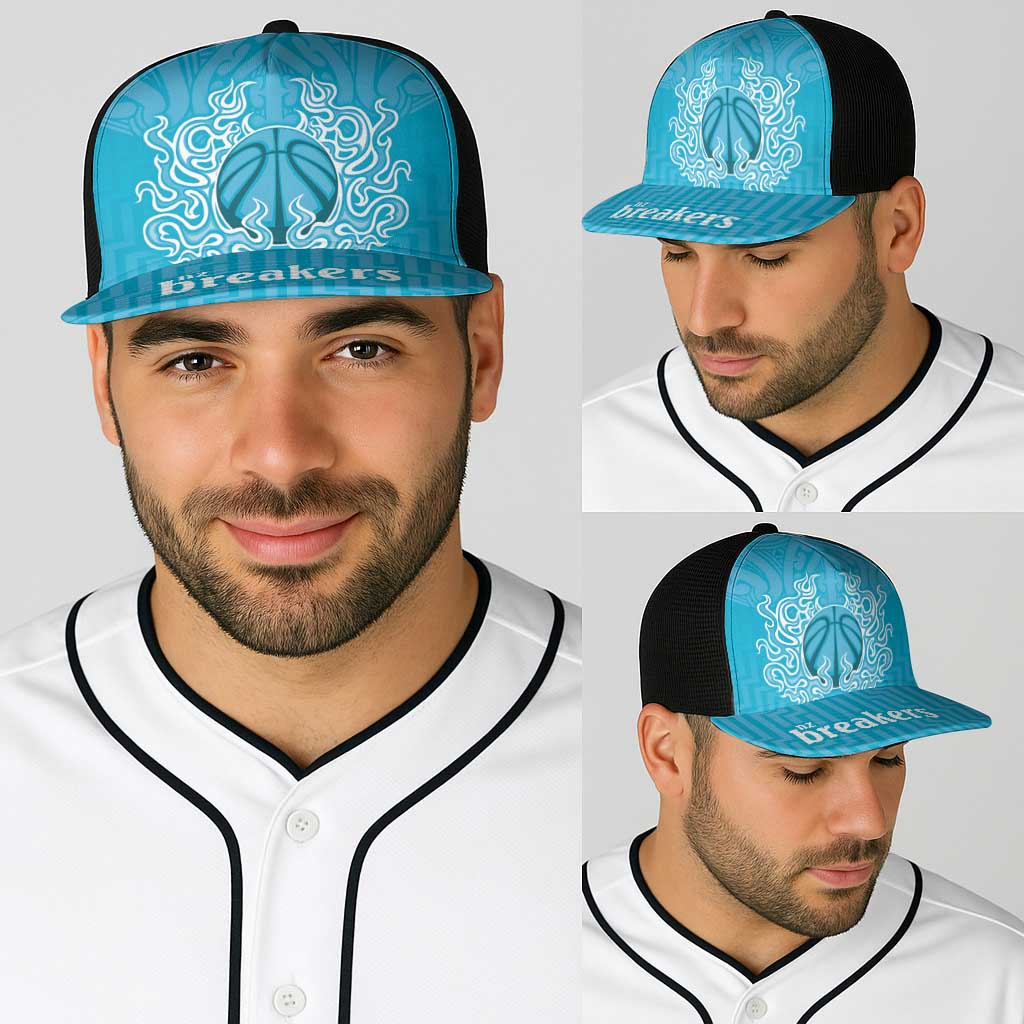 New Zealand Baseball Net Cap Fire Basketball Maori Tribal Sky Blue - Aussie Hoodie