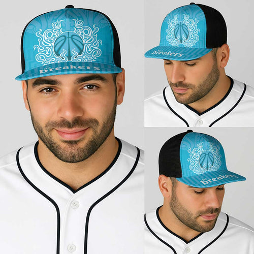 New Zealand Baseball Net Cap Fire Basketball Maori Tribal Sky Blue - Aussie Hoodie