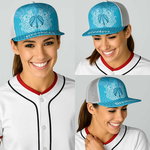 New Zealand Baseball Net Cap Fire Basketball Maori Tribal Sky Blue - Aussie Hoodie