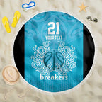 New Zealand Custom Beach Blanket Fire Basketball Maori Tribal Sky Blue - Aussie Hoodie