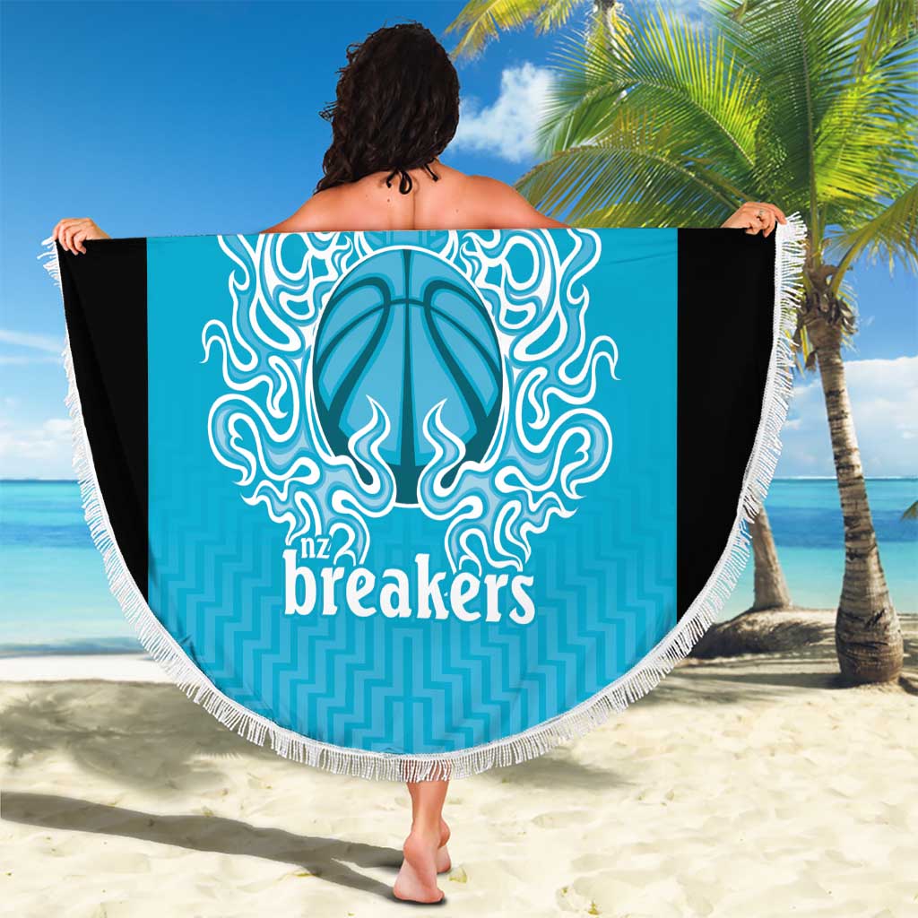 New Zealand Custom Beach Blanket Fire Basketball Maori Tribal Sky Blue - Aussie Hoodie