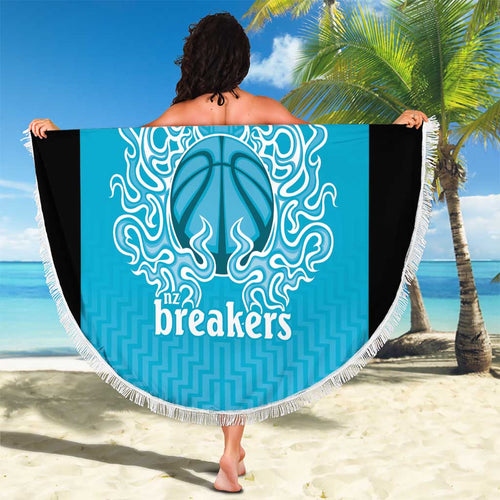 New Zealand Custom Beach Blanket Fire Basketball Maori Tribal Sky Blue - Aussie Hoodie