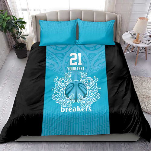 New Zealand Custom Bedding Set Fire Basketball Maori Tribal Sky Blue - Aussie Hoodie