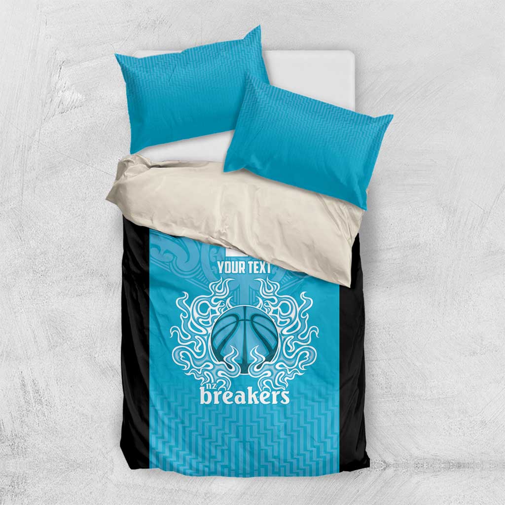 New Zealand Custom Bedding Set Fire Basketball Maori Tribal Sky Blue - Aussie Hoodie