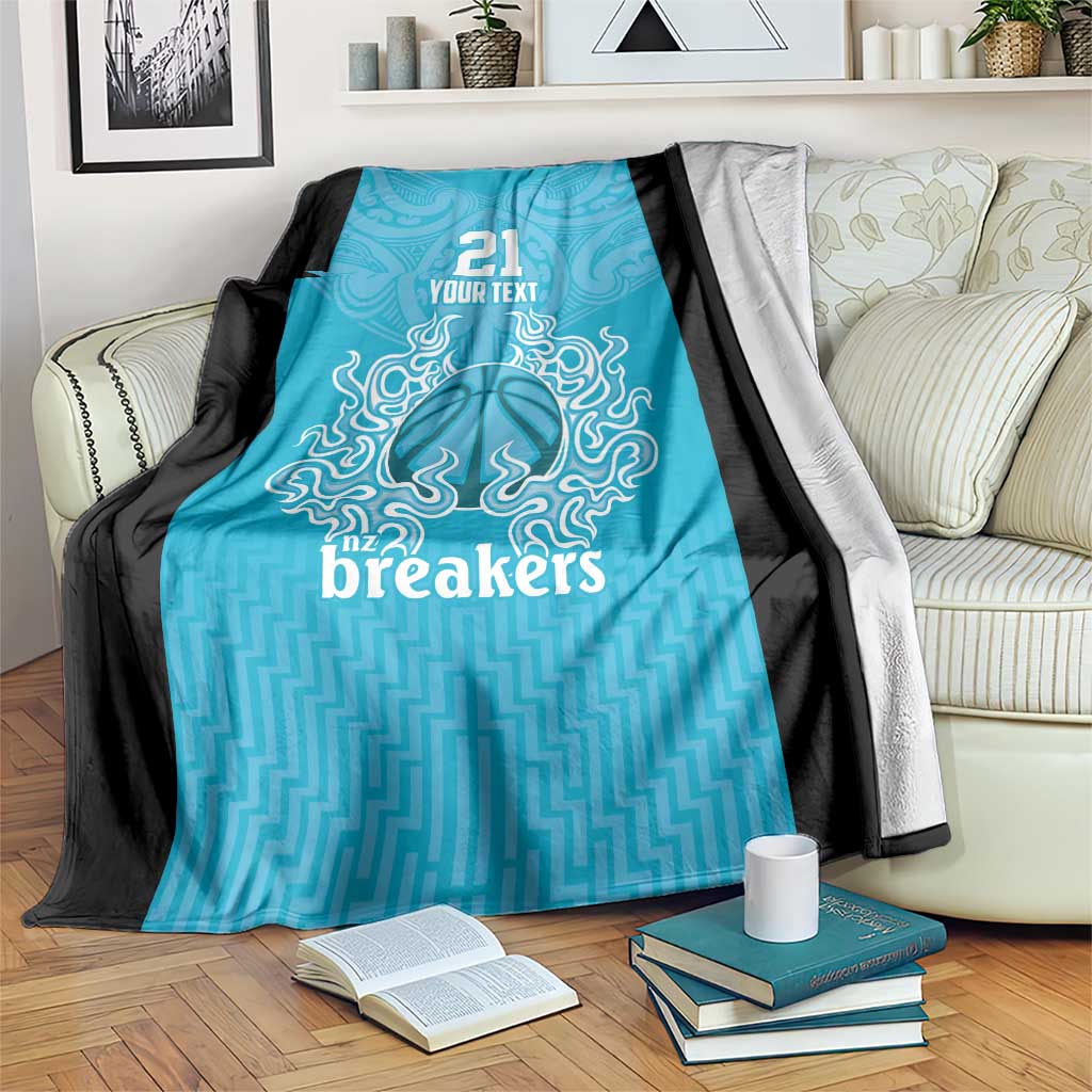 New Zealand Custom Blanket Fire Basketball Maori Tribal Sky Blue - Aussie Hoodie