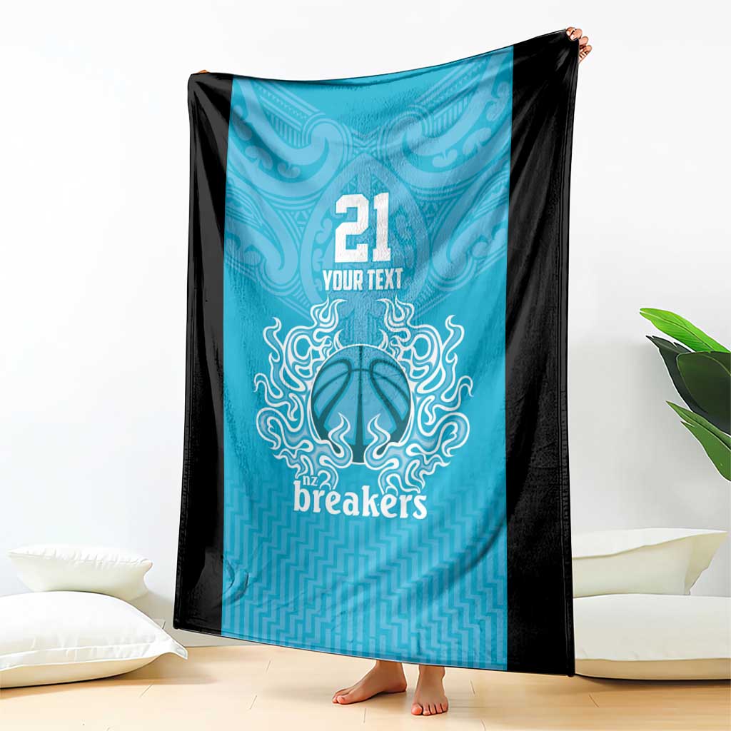 New Zealand Custom Blanket Fire Basketball Maori Tribal Sky Blue - Aussie Hoodie