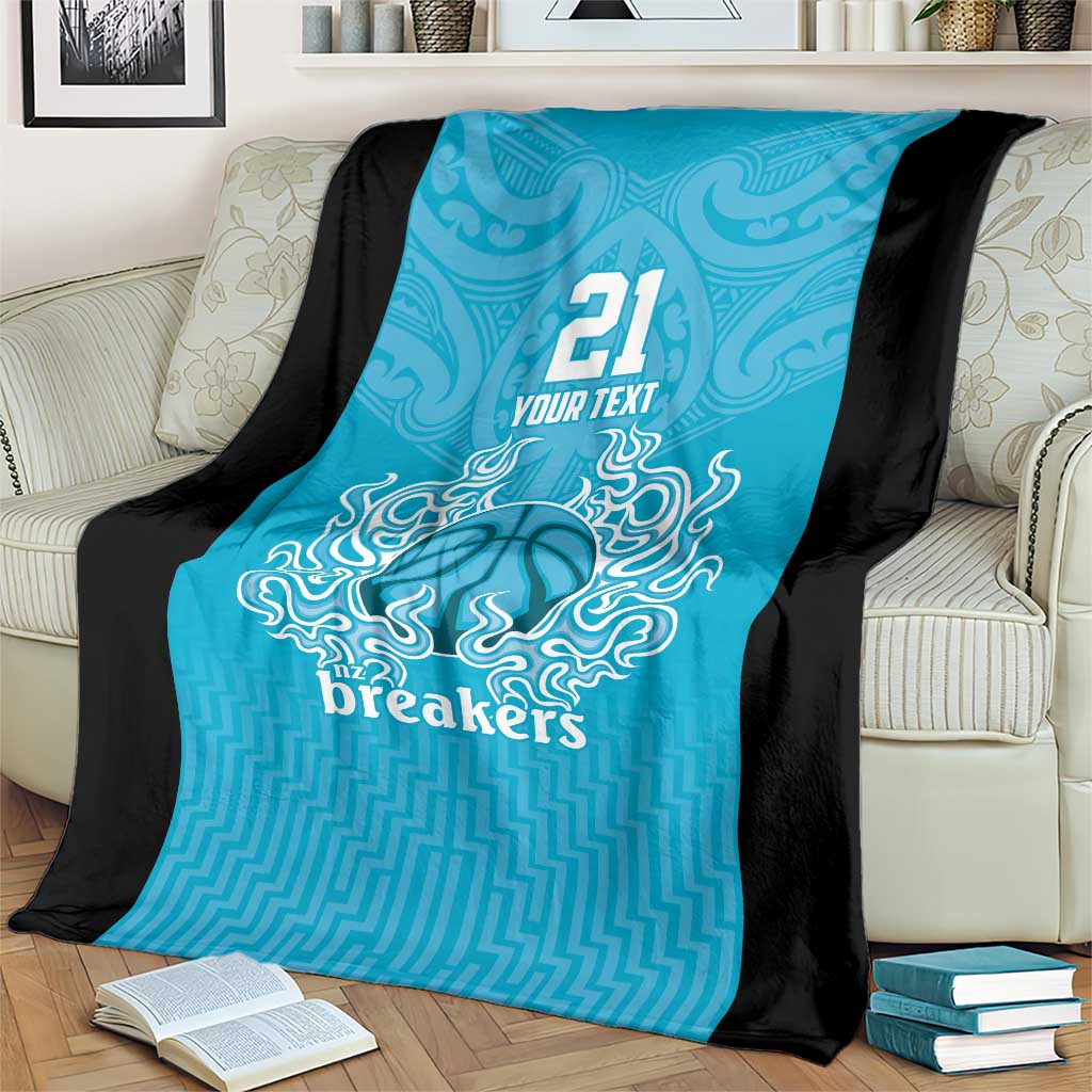 New Zealand Custom Blanket Fire Basketball Maori Tribal Sky Blue - Aussie Hoodie