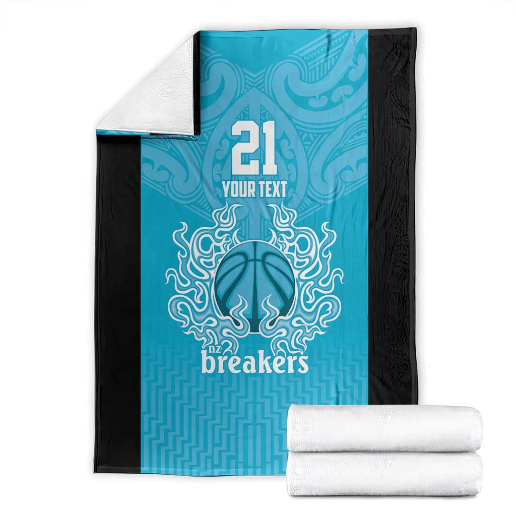 New Zealand Custom Blanket Fire Basketball Maori Tribal Sky Blue - Aussie Hoodie