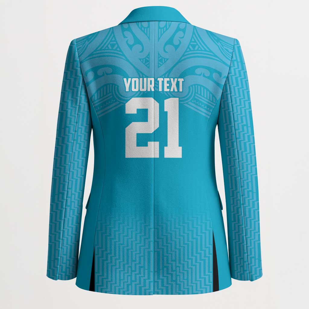 New Zealand Custom Blazer Fire Basketball Maori Tribal Sky Blue - Aussie Hoodie