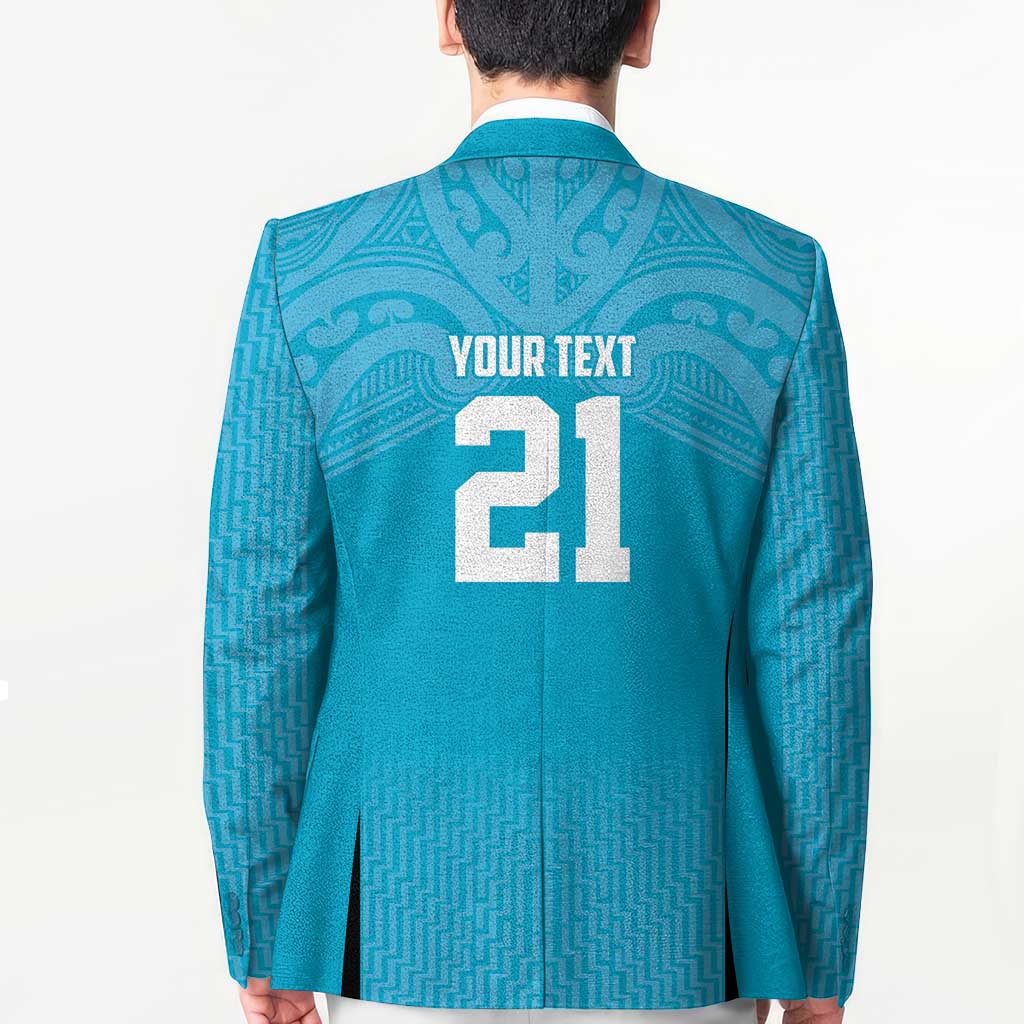 New Zealand Custom Blazer Fire Basketball Maori Tribal Sky Blue - Aussie Hoodie