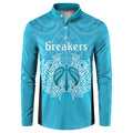 New Zealand Custom Button Sweatshirt Fire Basketball Maori Tribal Sky Blue - Aussie Hoodie