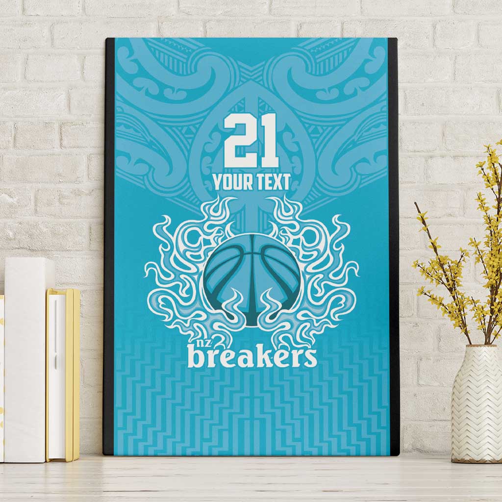 New Zealand Custom Canvas Wall Art Fire Basketball Maori Tribal Sky Blue - Aussie Hoodie