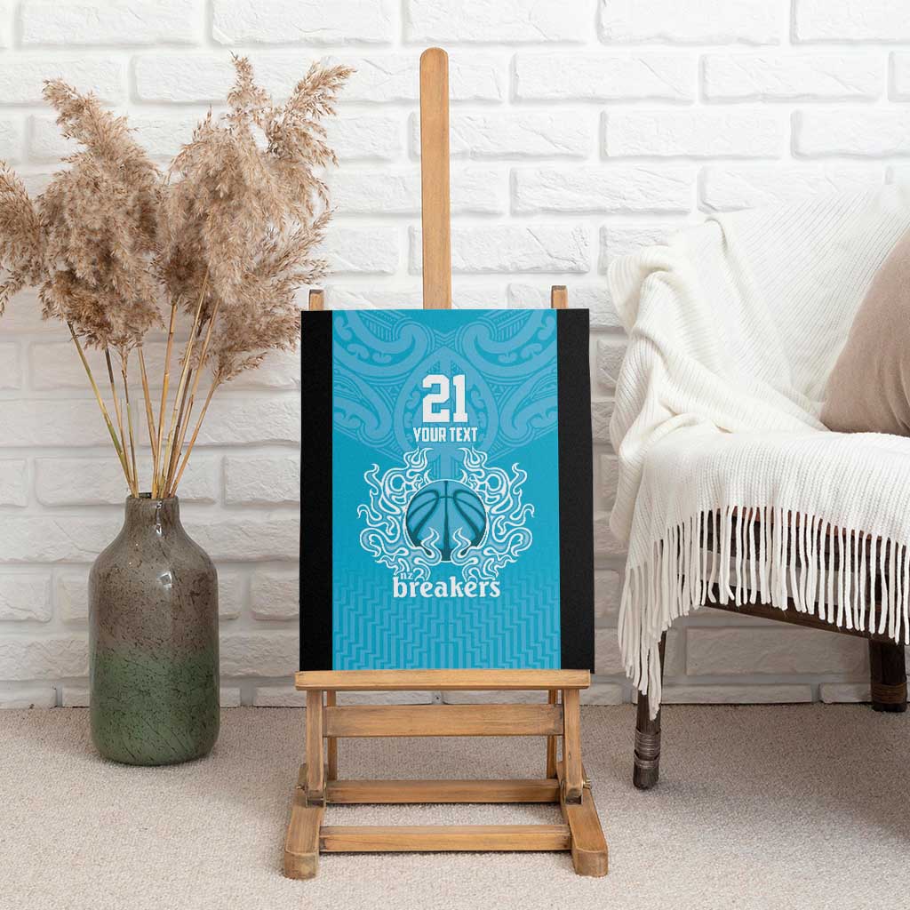 New Zealand Custom Canvas Wall Art Fire Basketball Maori Tribal Sky Blue - Aussie Hoodie