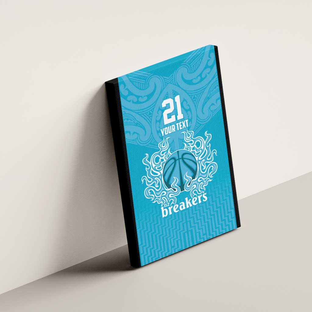 New Zealand Custom Canvas Wall Art Fire Basketball Maori Tribal Sky Blue - Aussie Hoodie