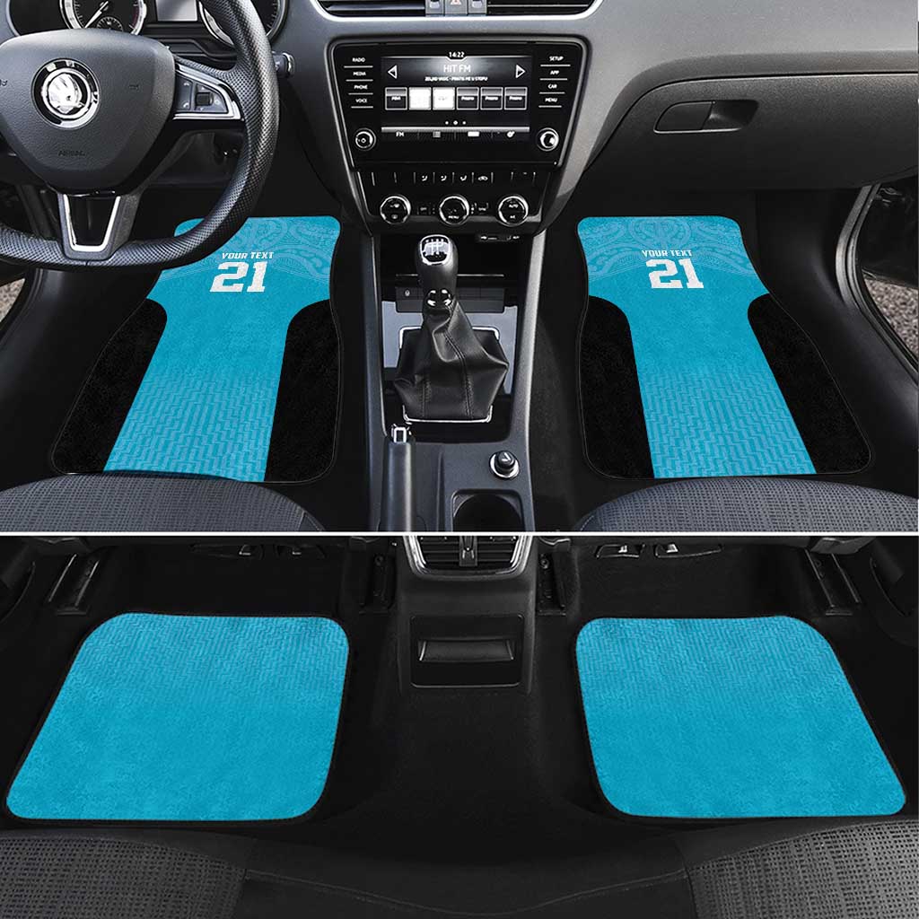 New Zealand Custom Car Mats Fire Basketball Maori Tribal Sky Blue - Aussie Hoodie
