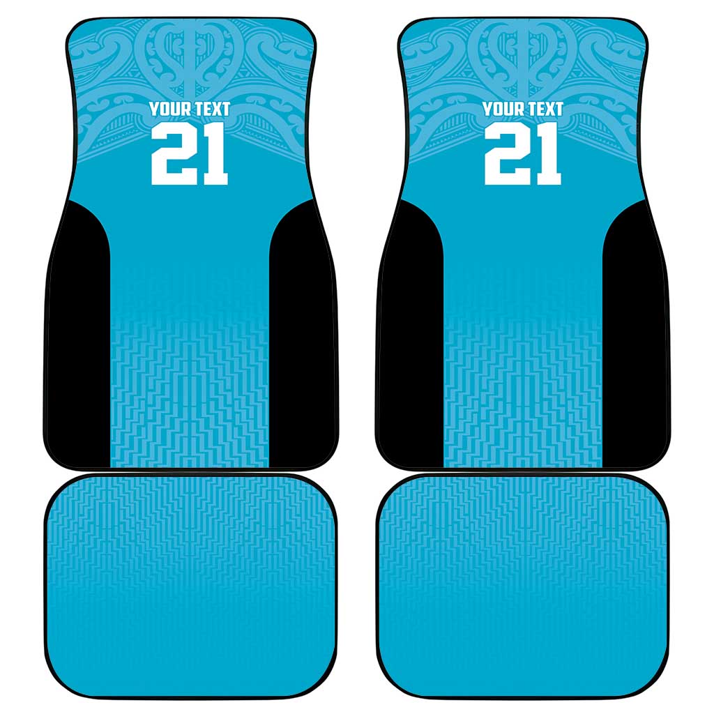 New Zealand Custom Car Mats Fire Basketball Maori Tribal Sky Blue - Aussie Hoodie