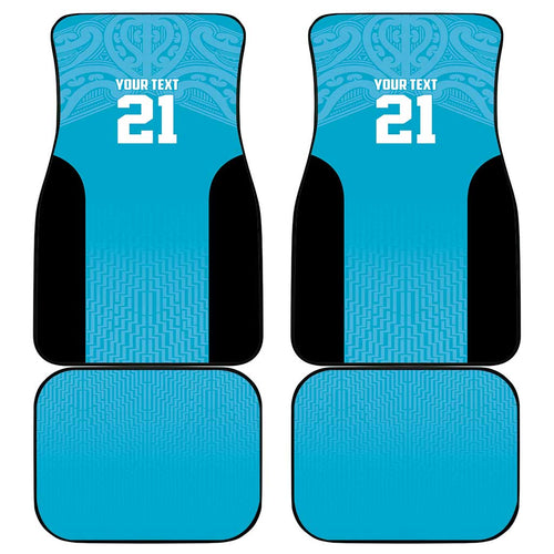 New Zealand Custom Car Mats Fire Basketball Maori Tribal Sky Blue - Aussie Hoodie