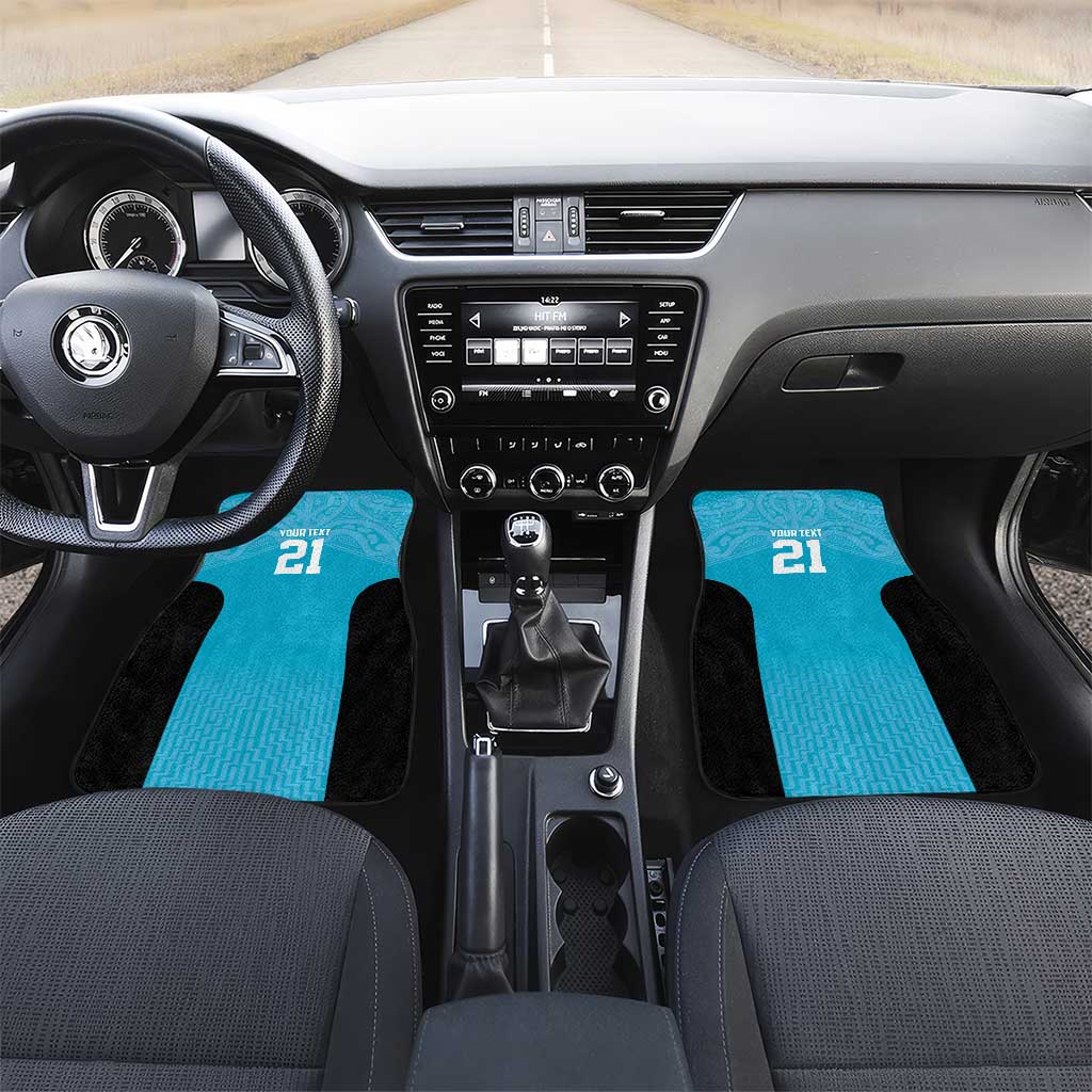 New Zealand Custom Car Mats Fire Basketball Maori Tribal Sky Blue - Aussie Hoodie