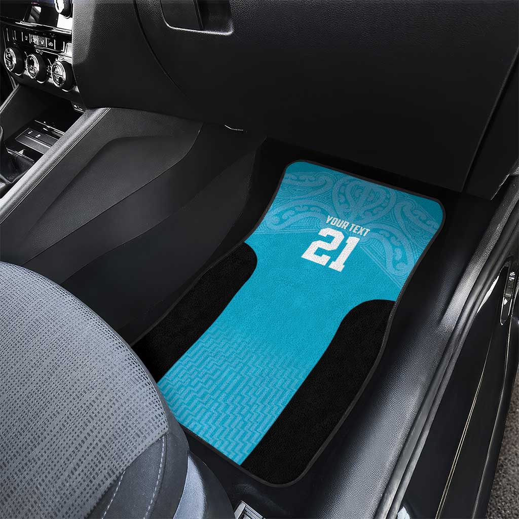 New Zealand Custom Car Mats Fire Basketball Maori Tribal Sky Blue - Aussie Hoodie