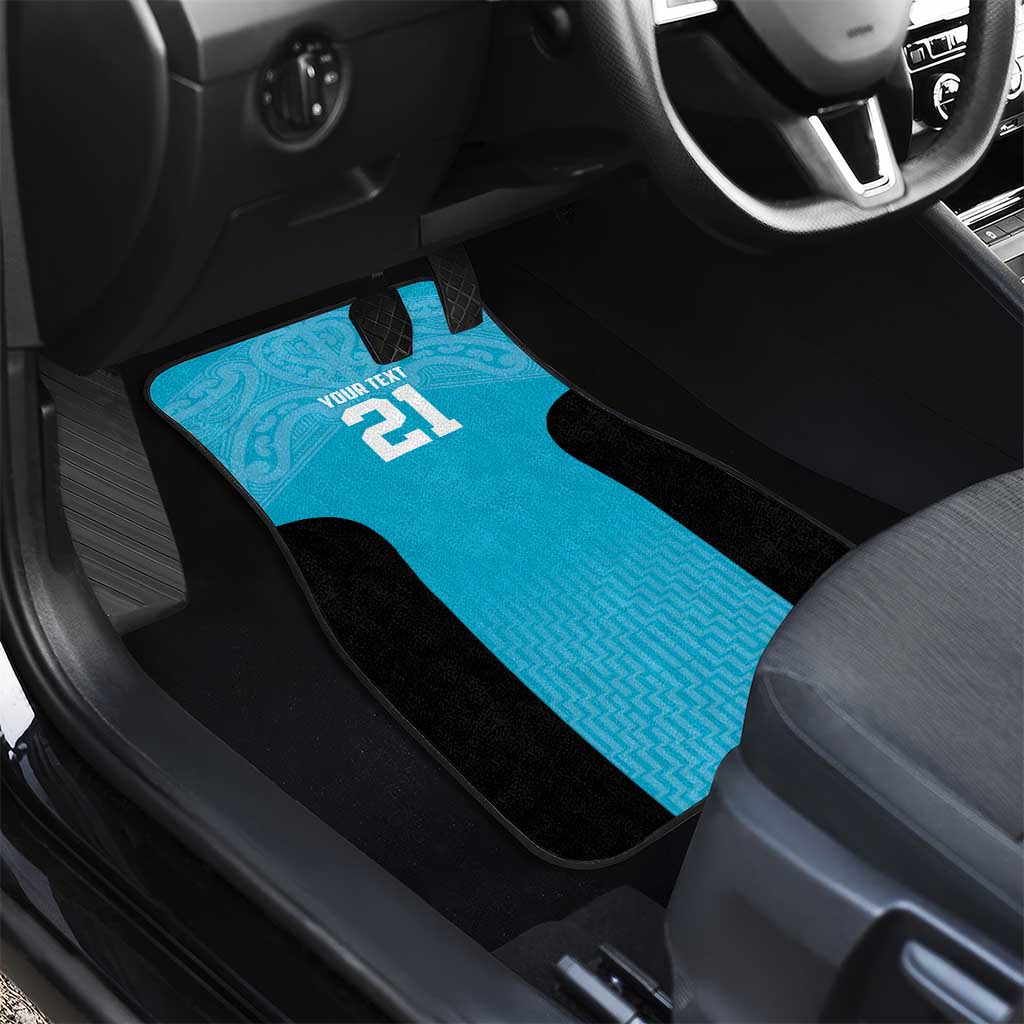 New Zealand Custom Car Mats Fire Basketball Maori Tribal Sky Blue - Aussie Hoodie