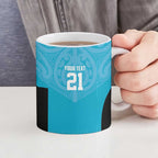 New Zealand Custom Ceramic Mug Fire Basketball Maori Tribal Sky Blue - Aussie Hoodie