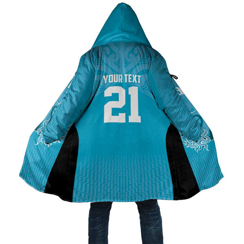 New Zealand Custom Cloak Fire Basketball Maori Tribal Sky Blue - Aussie Hoodie