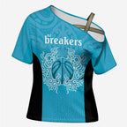 New Zealand Custom Cross Shoulder Shirt Fire Basketball Maori Tribal Sky Blue - Aussie Hoodie