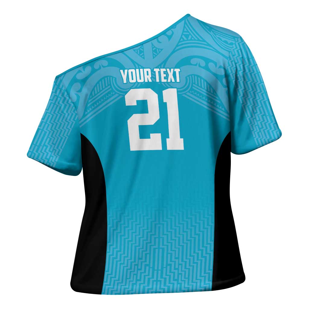 New Zealand Custom Cross Shoulder Shirt Fire Basketball Maori Tribal Sky Blue - Aussie Hoodie