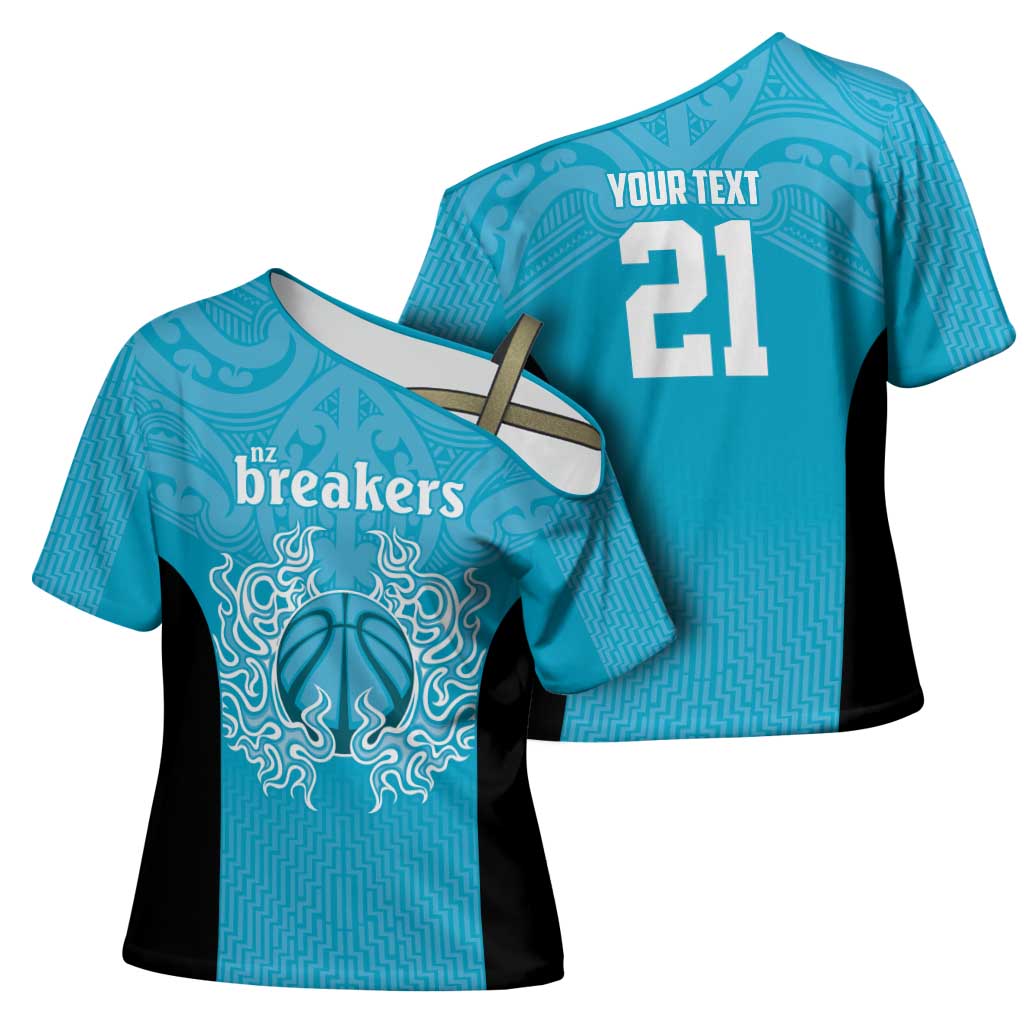 New Zealand Custom Cross Shoulder Shirt Fire Basketball Maori Tribal Sky Blue - Aussie Hoodie