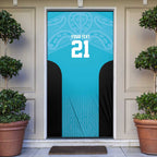 New Zealand Custom Door Cover Fire Basketball Maori Tribal Sky Blue - Aussie Hoodie
