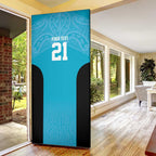 New Zealand Custom Door Cover Fire Basketball Maori Tribal Sky Blue - Aussie Hoodie