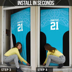 New Zealand Custom Door Cover Fire Basketball Maori Tribal Sky Blue - Aussie Hoodie