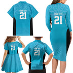 New Zealand Custom Family Matching Long Sleeve Bodycon Dress and Hawaiian Shirt Fire Basketball Maori Tribal Sky Blue - Aussie Hoodie