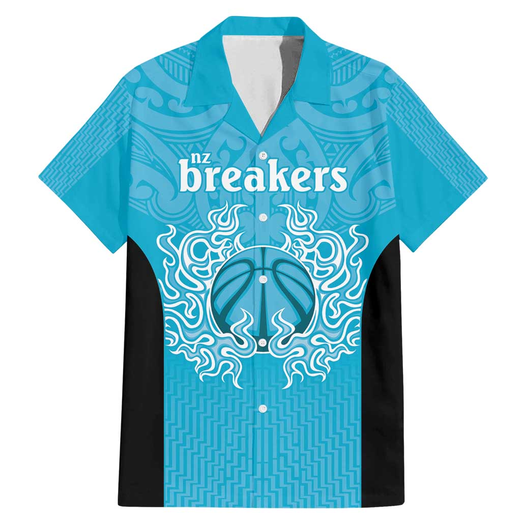 New Zealand Custom Family Matching Mermaid Dress and Hawaiian Shirt Fire Basketball Maori Tribal Sky Blue - Aussie Hoodie