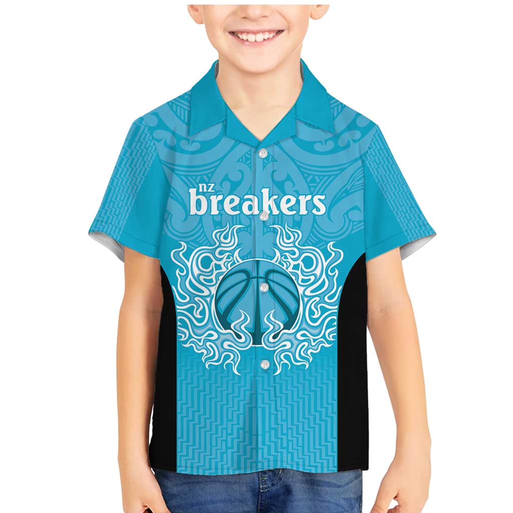 New Zealand Custom Family Matching Mermaid Dress and Hawaiian Shirt Fire Basketball Maori Tribal Sky Blue - Aussie Hoodie