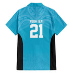 New Zealand Custom Family Matching Off The Shoulder Long Sleeve Dress and Hawaiian Shirt Fire Basketball Maori Tribal Sky Blue - Aussie Hoodie
