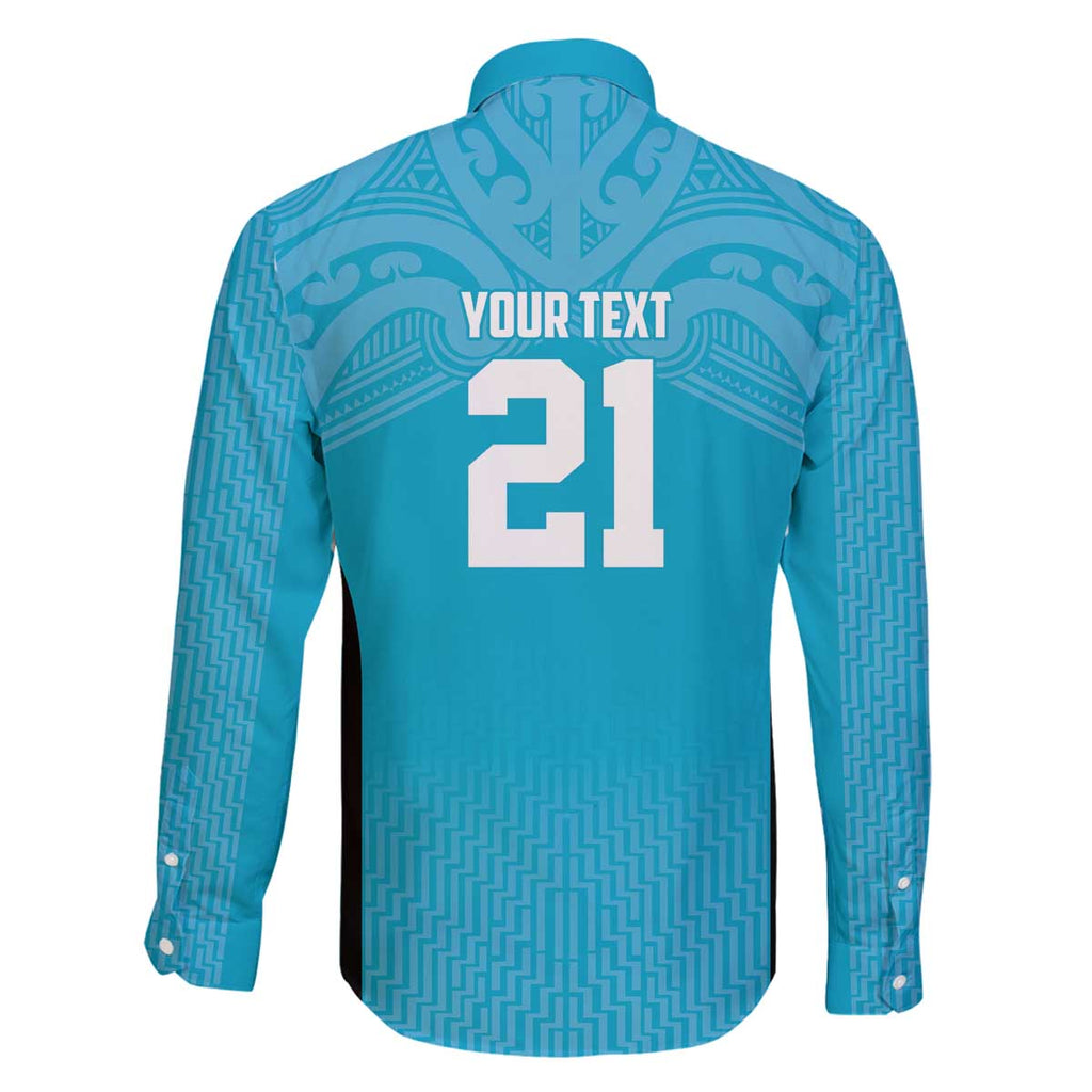 New Zealand Custom Family Matching Off The Shoulder Long Sleeve Dress and Hawaiian Shirt Fire Basketball Maori Tribal Sky Blue - Aussie Hoodie