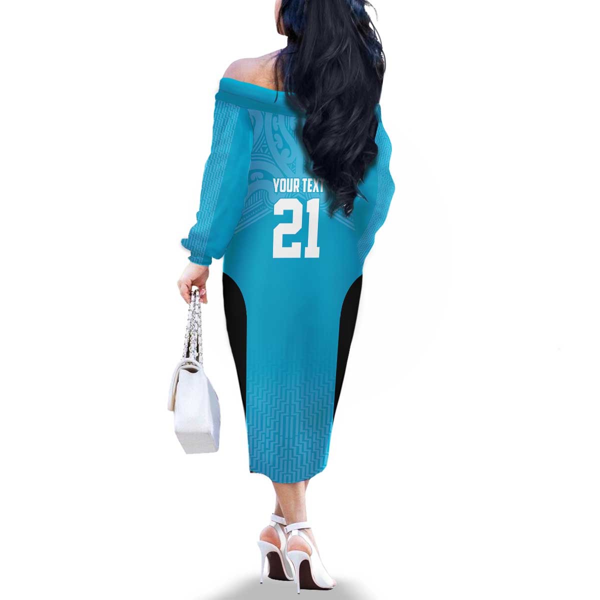 New Zealand Custom Family Matching Off The Shoulder Long Sleeve Dress and Hawaiian Shirt Fire Basketball Maori Tribal Sky Blue - Aussie Hoodie